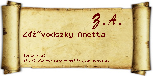 Závodszky Anetta névjegykártya